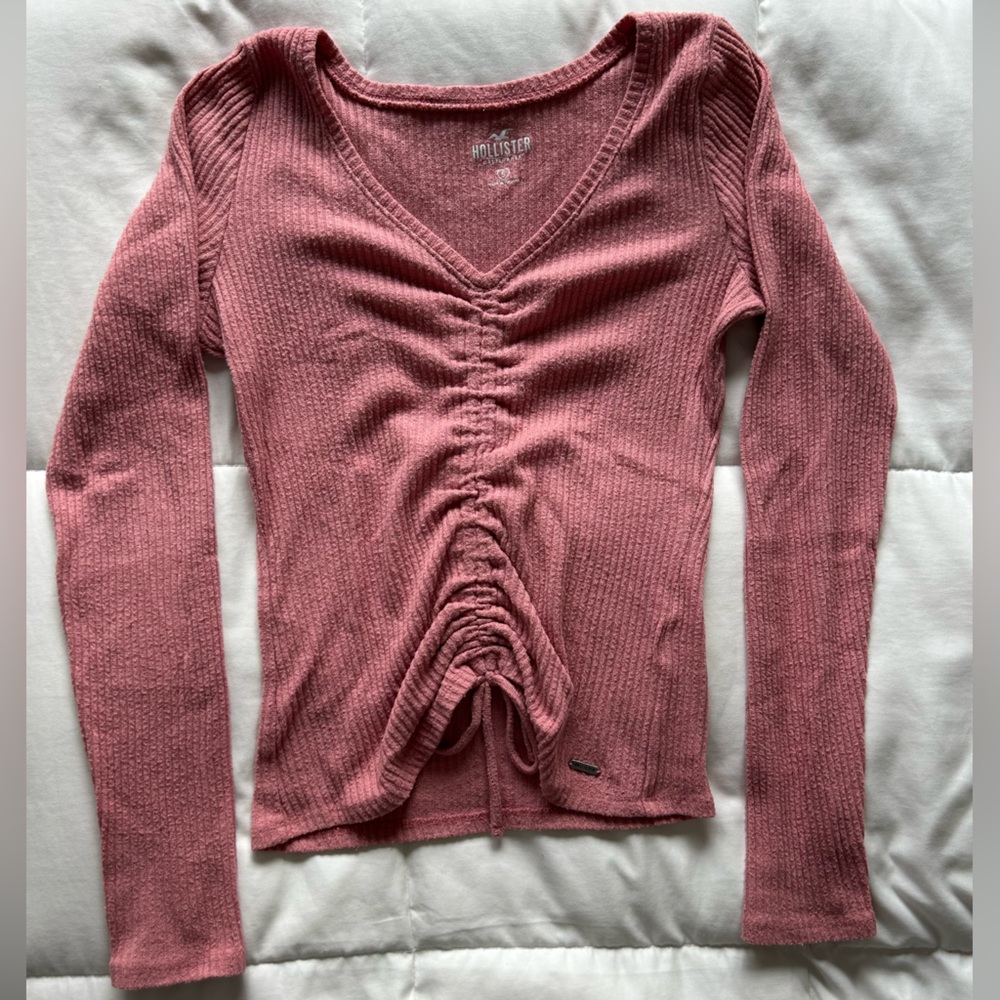 Hollister Pink Ruched Long Sleeve Top Women’s Small